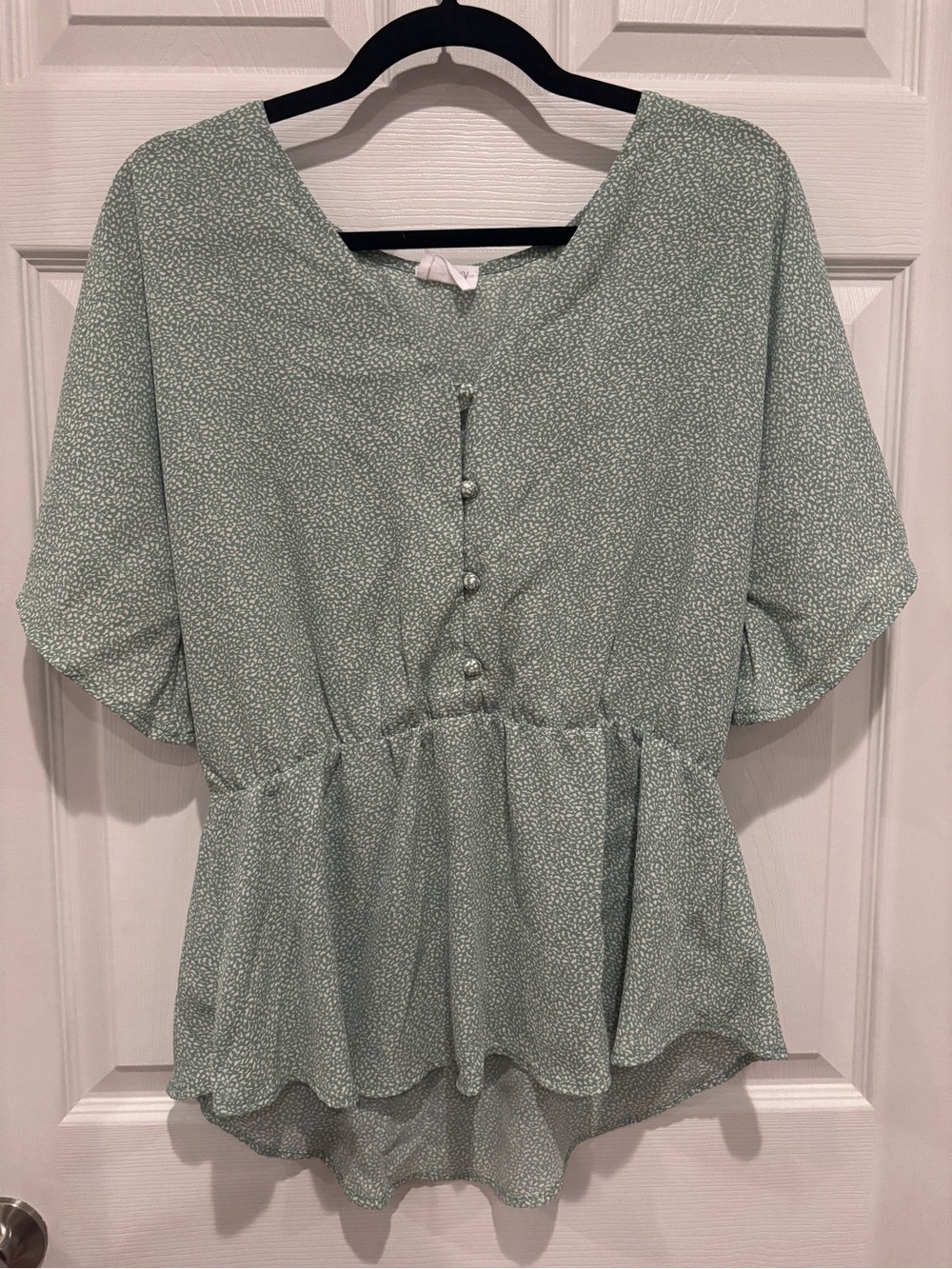 Sienna Sky Sage Green Printed Peplum Blouse